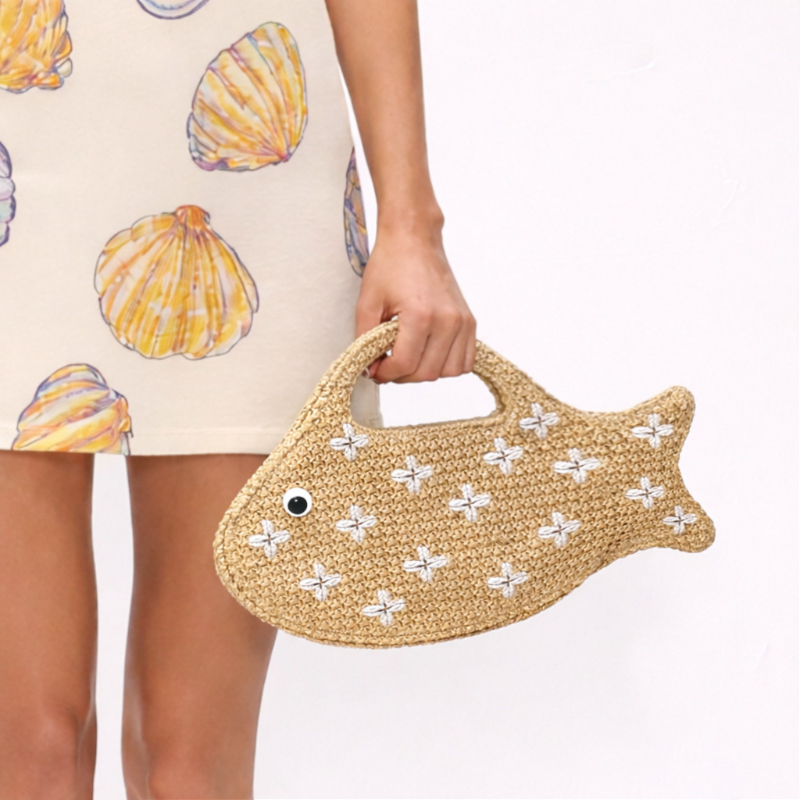Bolso de mano de rafia bordado - Women'S Raffia Bags reseña y precio