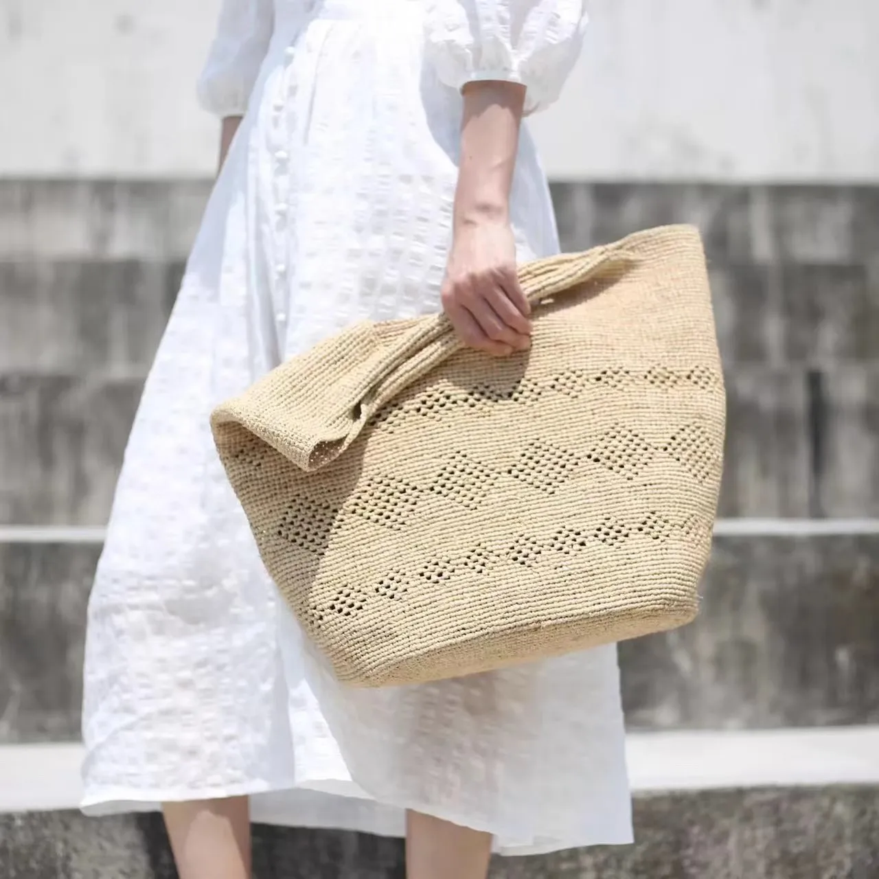Bolso tejido de paja de hierba - Women'S Raffia Bags reseña y precio