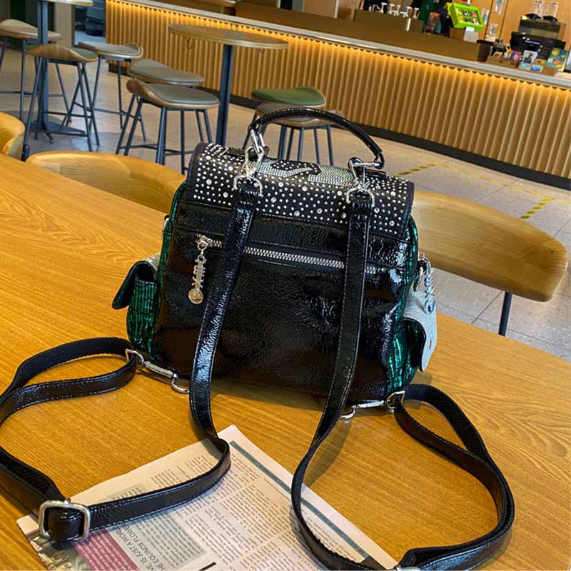 Mochila De Cuero PU con diaman - Women Bags Branded reseña y precio